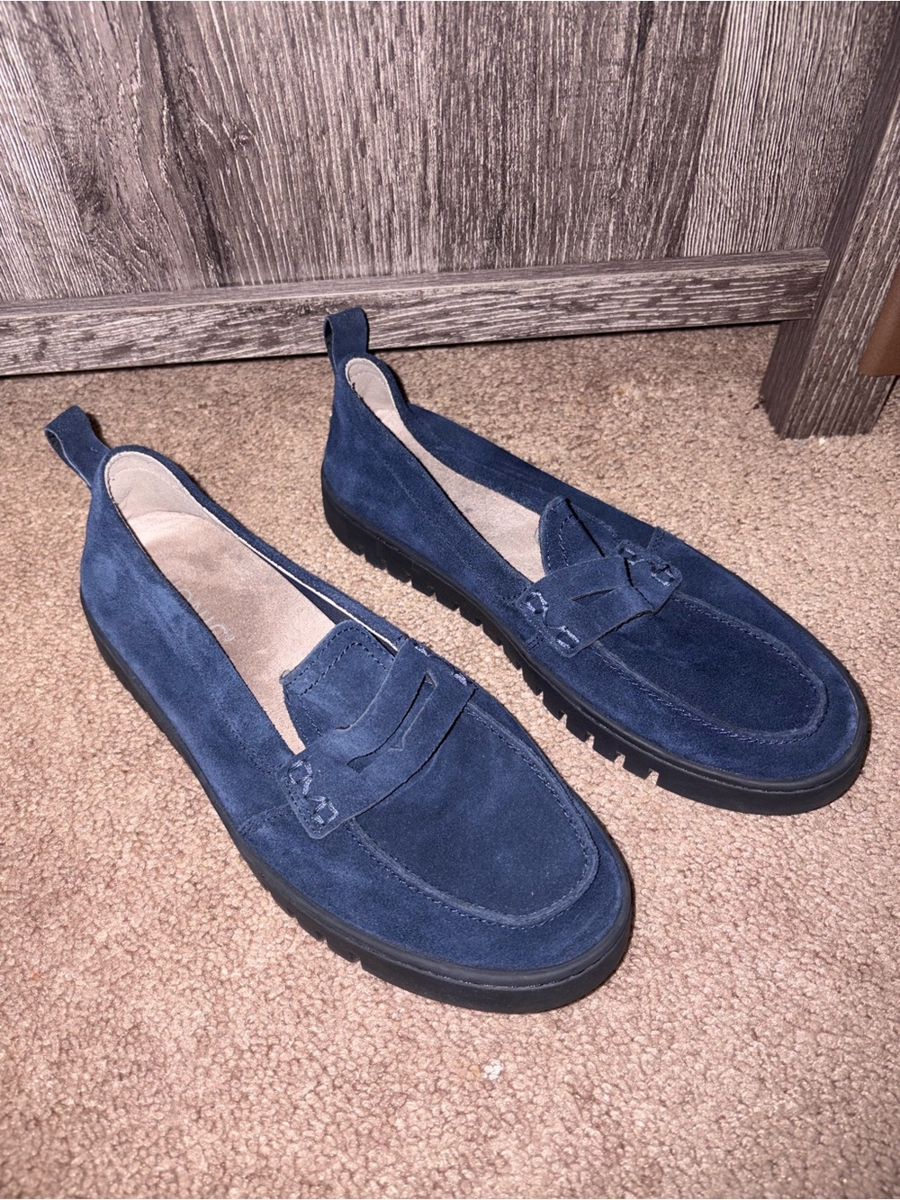 Women’s Vionic Navy Suede Slip-On Penny Loafers